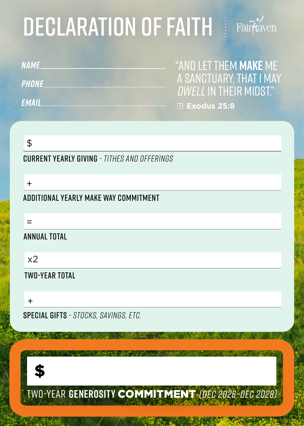 Make Way Declaration of Faith commitment card